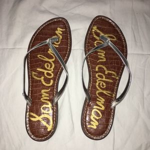 silver sam Edelman flip flops